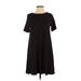 Ann Taylor LOFT Casual Dress - A-Line Crew Neck Short sleeves: Black Print Dresses - Women's Size 2X-Small Petite