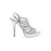 Adrianna Papell Heels: Silver Grid Shoes - Women's Size 8