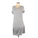 MICHAEL Michael Kors Casual Dress - DropWaist Scoop Neck Short sleeves: Gray Print Dresses - Women's Size Medium
