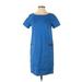 Ann Taylor Casual Dress - Shift Crew Neck Short sleeves: Blue Print Dresses - Women's Size X-Small