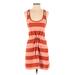 French Connection Casual Dress - Mini Scoop Neck Sleeveless: Orange Print Dresses - Women's Size 2