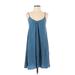 Pink Stitch Casual Dress - Slip dress: Blue Solid Dresses - Women's Size 2