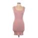 Shein Casual Dress - Bodycon Scoop Neck Sleeveless: Pink Print Dresses - Women's Size Medium