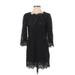 Joie Cocktail Dress - Shift Crew Neck 3/4 sleeves: Black Print Dresses - Women's Size Small
