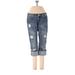 Almost Famous Jeans - Mid/Reg Rise Straight Leg Cropped: Blue Bottoms - Women's Size 3 - Medium Wash