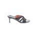 Cole Haan Mule/Clog: Slip-on Kitten Heel Cocktail Party Brown Print Shoes - Women's Size 8 - Open Toe