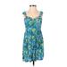 B.O.G Collective Casual Dress - A-Line Sweetheart Sleeveless: Blue Floral Dresses - Women's Size Small