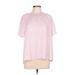 Croft & Barrow Short Sleeve Blouse: Pink Print Tops - Women's Size Large