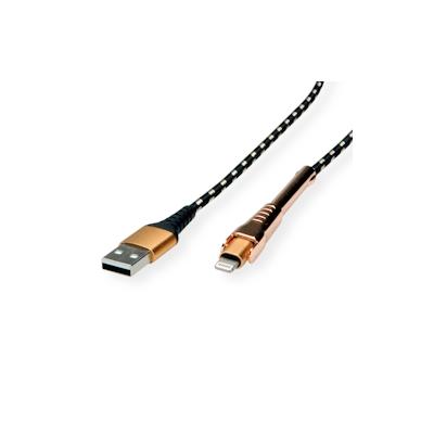 ROLINE GOLD USB 2.0 Sync- & Ladekabel USB-A/Lightning, Stütze, 1 m