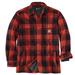 Carhartt Men's Relaxed Fit Flannel Sherpa Lined Shirt Jacket (Size S) Red Ochre/Black, Cotton