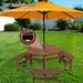 6 Pcs Dining Sets Lounge Dining with Umbrella Hole, Brown