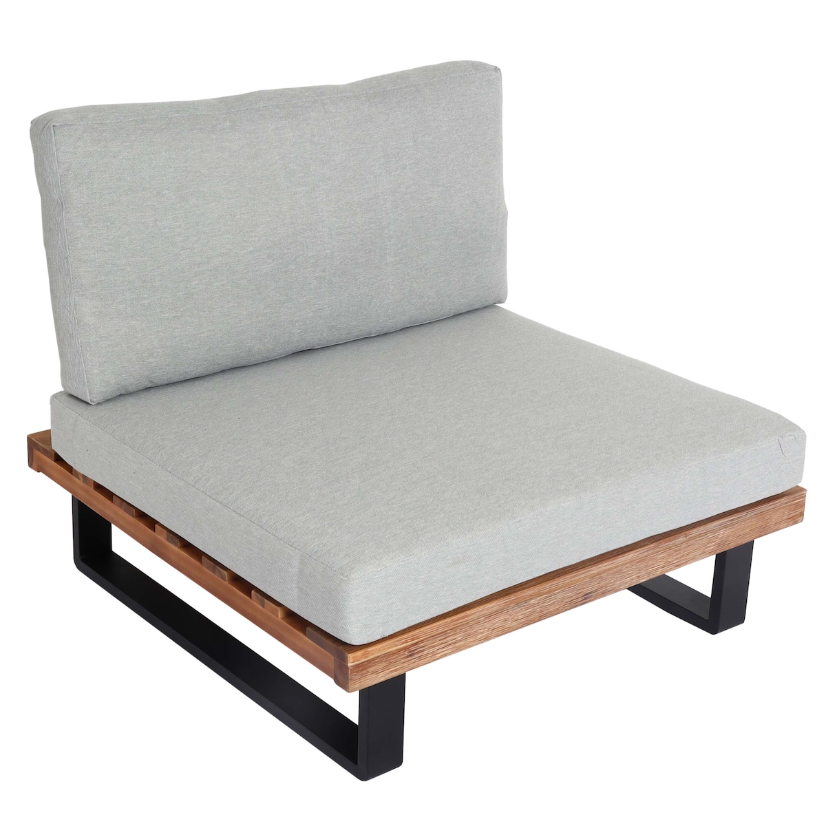 Mendler Lounge-Sessel HWC-H54, Garten-Sessel, Spun Poly Akazie Holz FSC®-zertifiziert Aluminium ~ hellbraun, Polster hellgrau Image