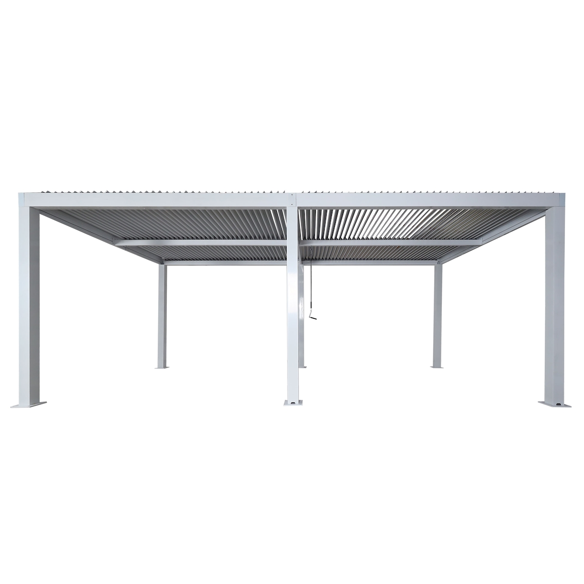 Mendler Pergola HWC-L46, Gartenpavillon Lamellen-Pavillon, 11cm-Aluminium-Gestell, Regenrinne sturmfest, 3x6m ~ weiß Image