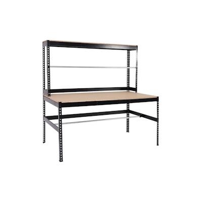 Mendler Packstation HWC-J84, Packtisch Arbeitstisch Werktisch, Rollenhalter höhenverstellbar, Holz Stahl 183x183x90cm, schwarz Image