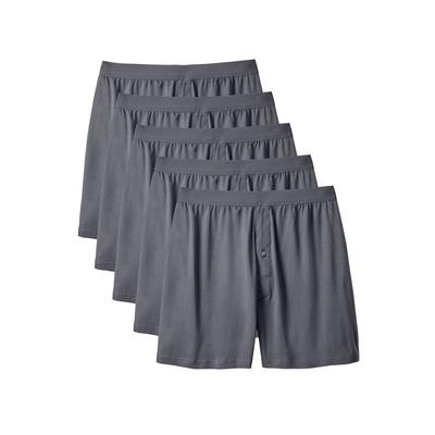 Men's Big & Tall Cotton Boxers 5-Pack by KingSize in Steel (Size 2XL)