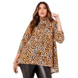 Plus Size Women's One+Only Mock-Neck Tunic by June+Vie in Natural Cheetah (Size 30/32)