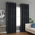 Modern Heavy Jacquard Curtain Pair Eyelet Ring Top Pair Curtains Windows & Door Curtains (Dark-Grey, 66 x 90 Inch)