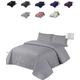 BEDSPREAD - Luxury Quilted – 3 Tog – Bed Throw Warm Quilt – (Bedspread Double 200 x 220 cm - Silver) Bed Spread Set 100% Cotton Cover + Virgin Polyester 150 GSM - Pinsonic Stitching