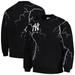 Men's PLEASURES Black New York Yankees Lightning Crewneck Pullover Sweatshirt
