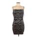 Cotton Candy LA Casual Dress - Bodycon Square Sleeveless: Black Leopard Print Dresses - Women's Size Medium