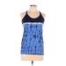 Spalding Athletic Active Tank Top: Blue Color Block Activewear - Women's Size Large