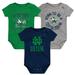 Newborn & Infant Navy/Green/Heather Gray Notre Dame Fighting Irish Born To Be Three-Pack Bodysuit Set