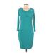 Summer and Sage Casual Dress - Bodycon: Blue Solid Dresses - Women's Size Medium