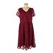 Torrid Casual Dress - A-Line V Neck Short sleeves: Burgundy Print Dresses - Women's Size 10 Plus