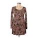 For Love & Lemons Casual Dress - Shift Scoop Neck Long sleeves: Brown Dresses - Women's Size X-Small