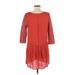 Altar'd State Casual Dress - DropWaist Scoop Neck 3/4 sleeves: Orange Solid Dresses - Women's Size Medium