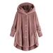 Dtydtpe Clearance Sales Cardigan for Women Plus Size Button Plush Hooded Loose Cardigan Wool Coat Winter Jacket Womens Long Sleeve Tops Winter Coats for Women