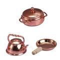 Farfi 3Pcs/Set Dollhouse Soup Pot Good Craftsmanship Comfortable Hand Feeling 1/12 Ratio Dollhouse Teapot Pan Soup Pot Kit Shooting Props (Sets)