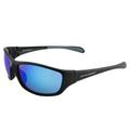 Optic Edge Overdrive Sports & Motorcycle Sunglasses for Men or Women w/Black Frame & Ice Blue Mirror Lens
