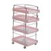 1:6 Dollhouse Miniature 4 Tier Rolling Cart Collections Craft Dioramas Simulation Storage Rack with Wheels for DIY Scenery Layout Building Pink