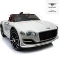 12V Electric Kid Ride On Car Bentley Licensed Cars for Kids Battery Powered Kids Ride-on Car White 4 Wheels Motorized Vehicles Children Toys 2 Speeds LED Headlights