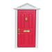 Farfi Dollhouse Door 4 Panel Design Accessories Wood Simulation Dollhouse Steepletop Door for Entertainment (Rose Red)