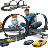 Fisca Slot Car Race Track Sets 20ft Electric/Hand Shake Slot Car Track Dual Race Track Race Cars Toy for Girls Boys Age 4-12