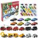 Godderr Christmas Advent Calendar Kids Baby Alloy Engineering Car Set Christmas Countdown Calendar 24PCS Fire Engine Police Car Construction Car Toys 3-7 Y Boys Girls Gift