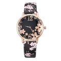 Fashion Quartz Student Belt Flowers Women Watch Printed Small Fresh Embossed Women s Watch