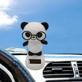 Anvazise Lovely Glasses Panda Solar Power Swinging Doll Car Interior Ornament Decor Gift One Size