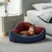 Rounuo Calming Dog Bed for Small Medium Dogs Cats Indoor Cozy Cat Bed Anti-Anxiety Cave Bed Soft Kitty Sofa Bed Sleeping Puppy Bed Pet Cuddler Hug Nest Red and Blue 23.6 x 23.6 x 15.7 IN