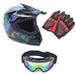 ZhdnBhnos L Size DOT Unisex Adult Youth Helmet + Gloves + Goggles For Motorcycle Dirt Bike ATV Off-Road Motocross
