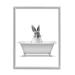 Stupell Industries Bunny Peeking Bathtub Pet Animals & Insects Painting Gray Framed Art Print Wall Art