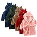 Godderr 1-7Y Boys Girls Bathrobe Toddler Kids Rabbit Ears Thickened Night-Robe Coral Fleece Autumn Winter Pajamas