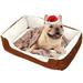 PayUSD 27.6 Dog Beds for Small Dogs with Dog Blanket & Bone Plush Toy Rectangle Washable Cat Bed Warming Orthopedic Pet Bed Calming Dog Bed for Small Dogs and Cats Khaki S