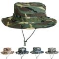 Sunjoy Tech Camouflage Print Fisherman Hat Breathable Wide Brim Boonie Hat Outdoor UPF 50+ Sun Protection Safari Cap for Travel Fishing