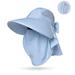 Women Bucket Hat with Veil &Shawl Breathable Mesh Big Brim Anti-UV Sun Hat Removable Outdoor Hiking Fishing Ponytail Cap