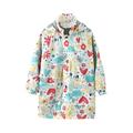 JGTDBPO Coat For Toddlers Rainy Season Children S Raincoat Button Jacket Cute Printing Hooded Long Sleeve Mid-Length Jacket With Pockets outerwear For Boys And Girls