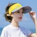 Men Retractable Visor Sun Hat Korean Alphabet Empty Top Hat Sunscreen Breathable Fishing Hat Adjustable Bucket Hat Unisex