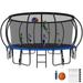 Kumix Trampoline 1500LBS 8 10 12 14 15 16FT Trampoline for Adults and Kids Trampoline with Enclosure Basketball Hoop Wind Stakes No Gap Design Galvanized Anti-Rust Outdoor Trampoline Blue